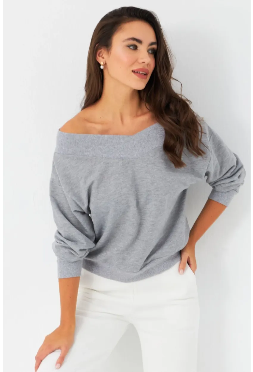 Kadın Gri Kısa Sweatshirt TF16