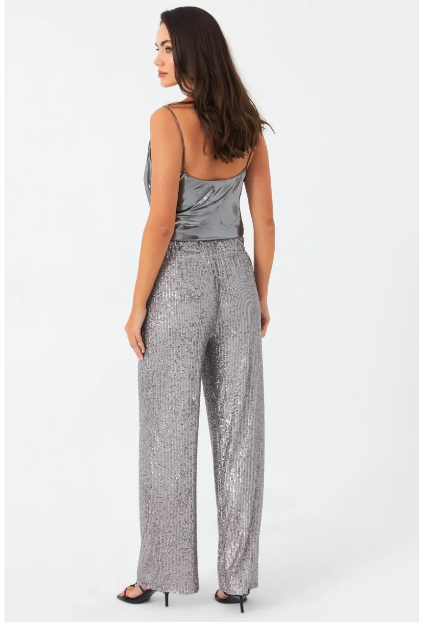 Kadın Gri Payetli Pantolon SHR8