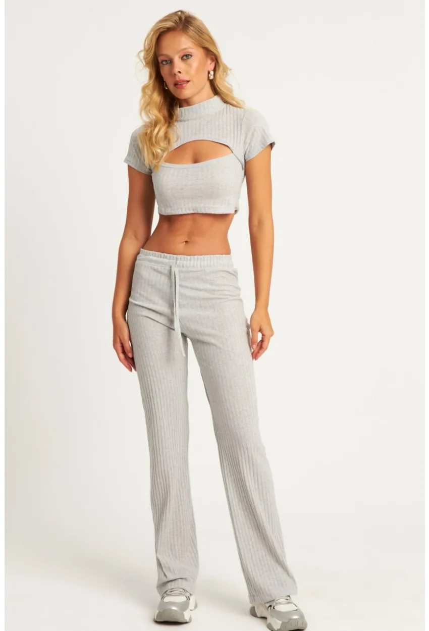 Kadın Gri Pencereli Takım XL2017