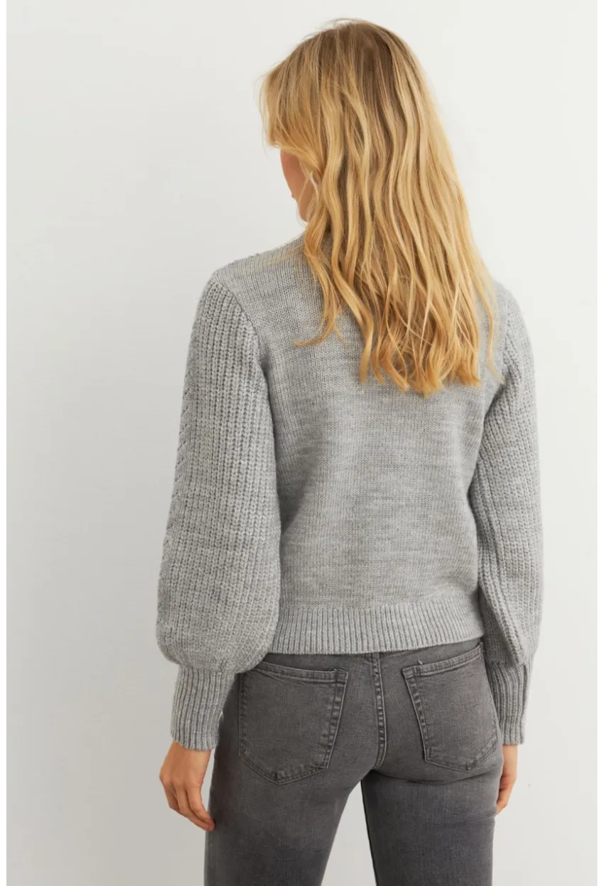 Kadın Gri Triko Kazak MAYD18