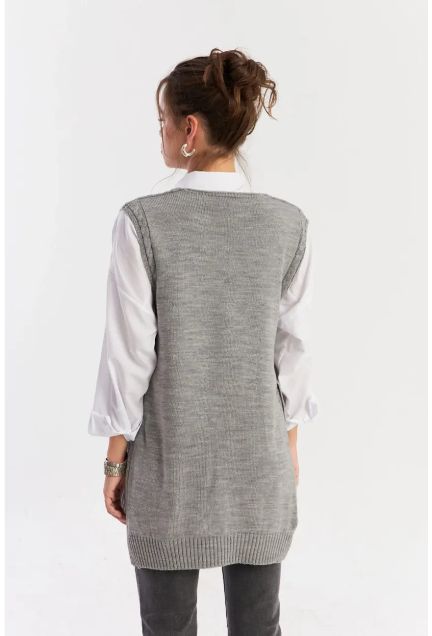 Kadın Gri Triko Süveter YV103