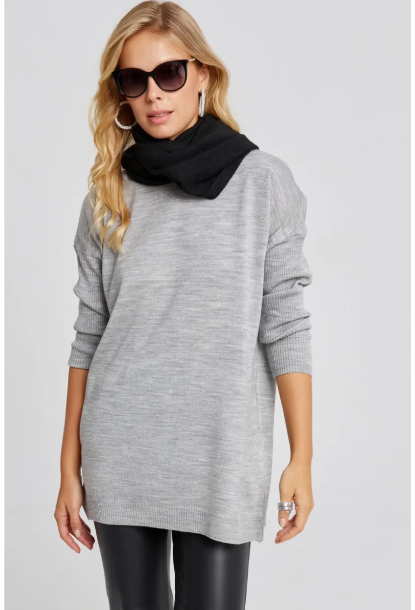 Kadın Gri Triko Tunik YV110
