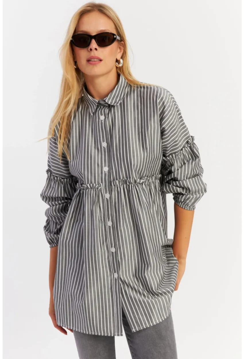 Kadın Gri Tunik Gömlek MASF12