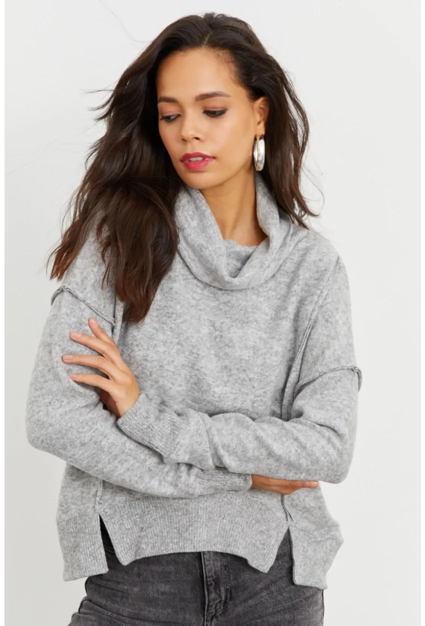 Kadın Gri Yumoş Sweatshirt İZ87