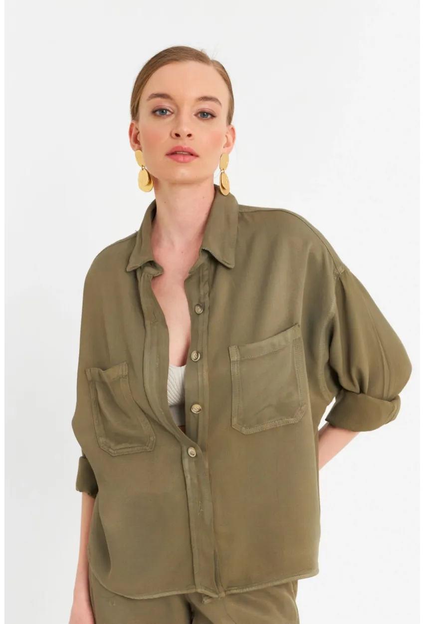 Kadın Haki Tensel Gömlek SUN202