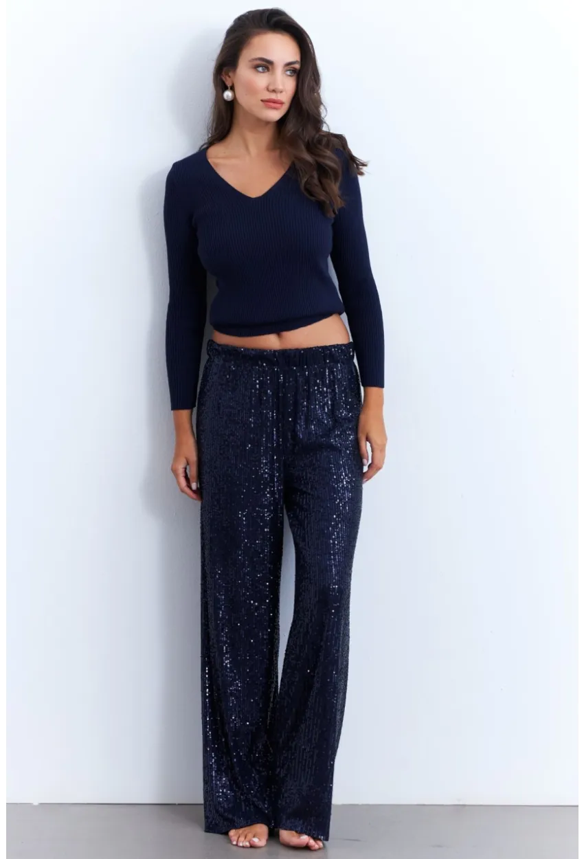 Kadın İndigo Payetli Pantolon SHR8