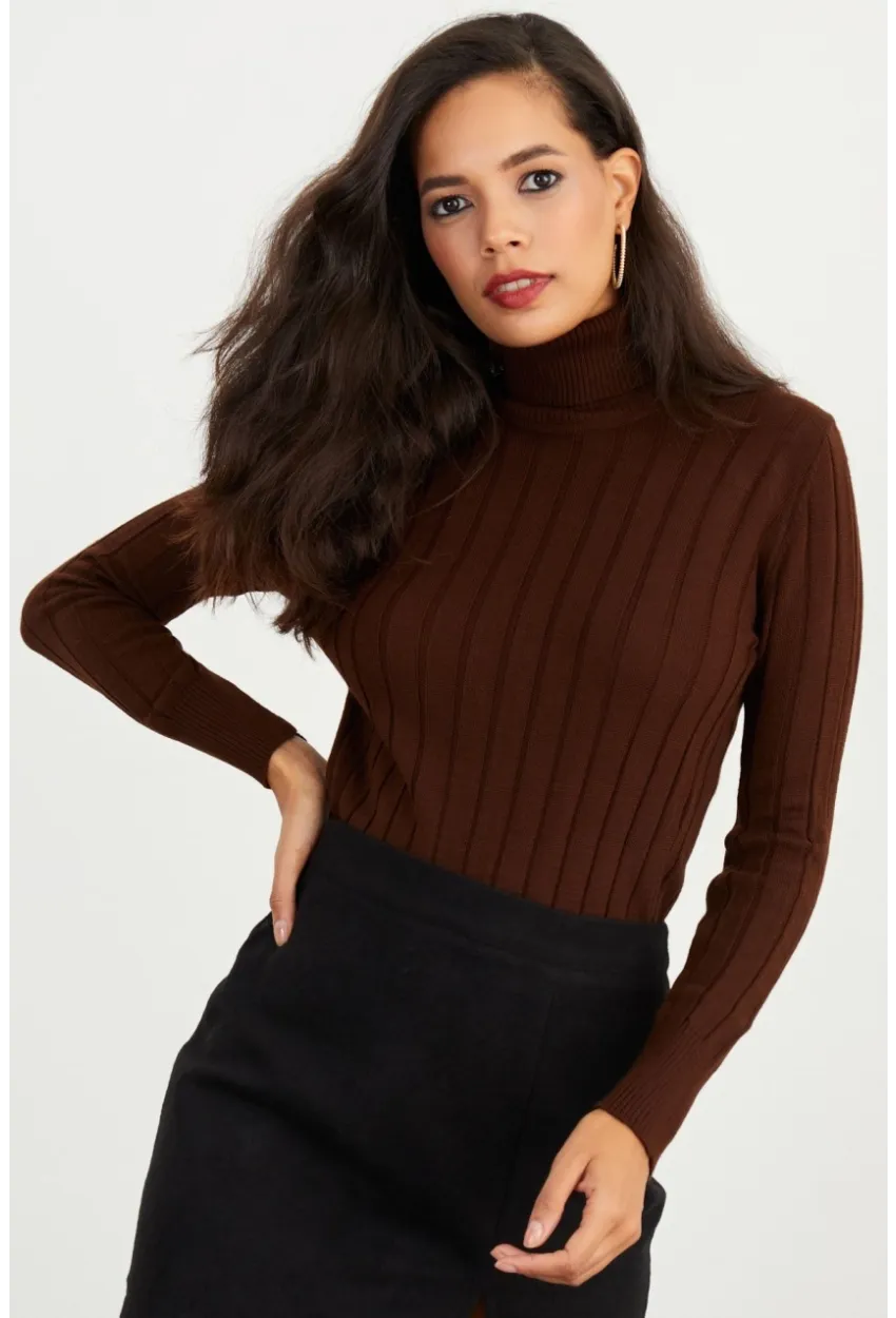 Kadın Kahverengi Balıkçı Kazak YV99