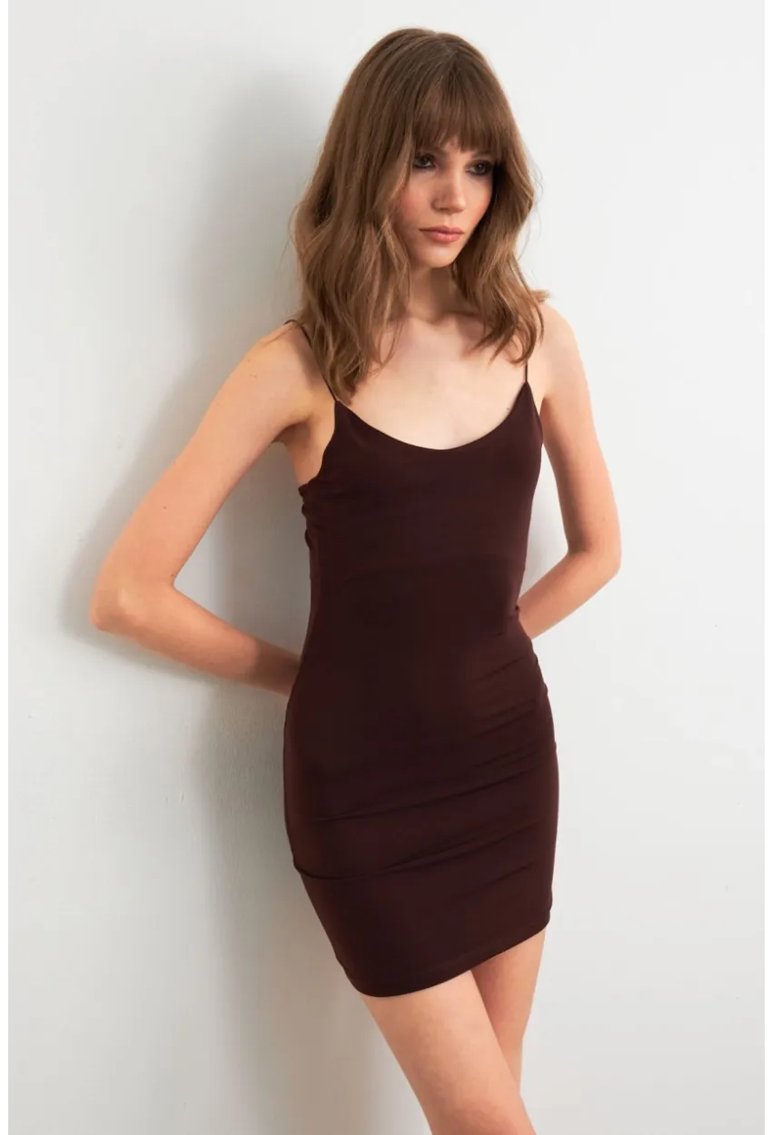 Kadın Kahverengi  Maxi Elbise MEN2059