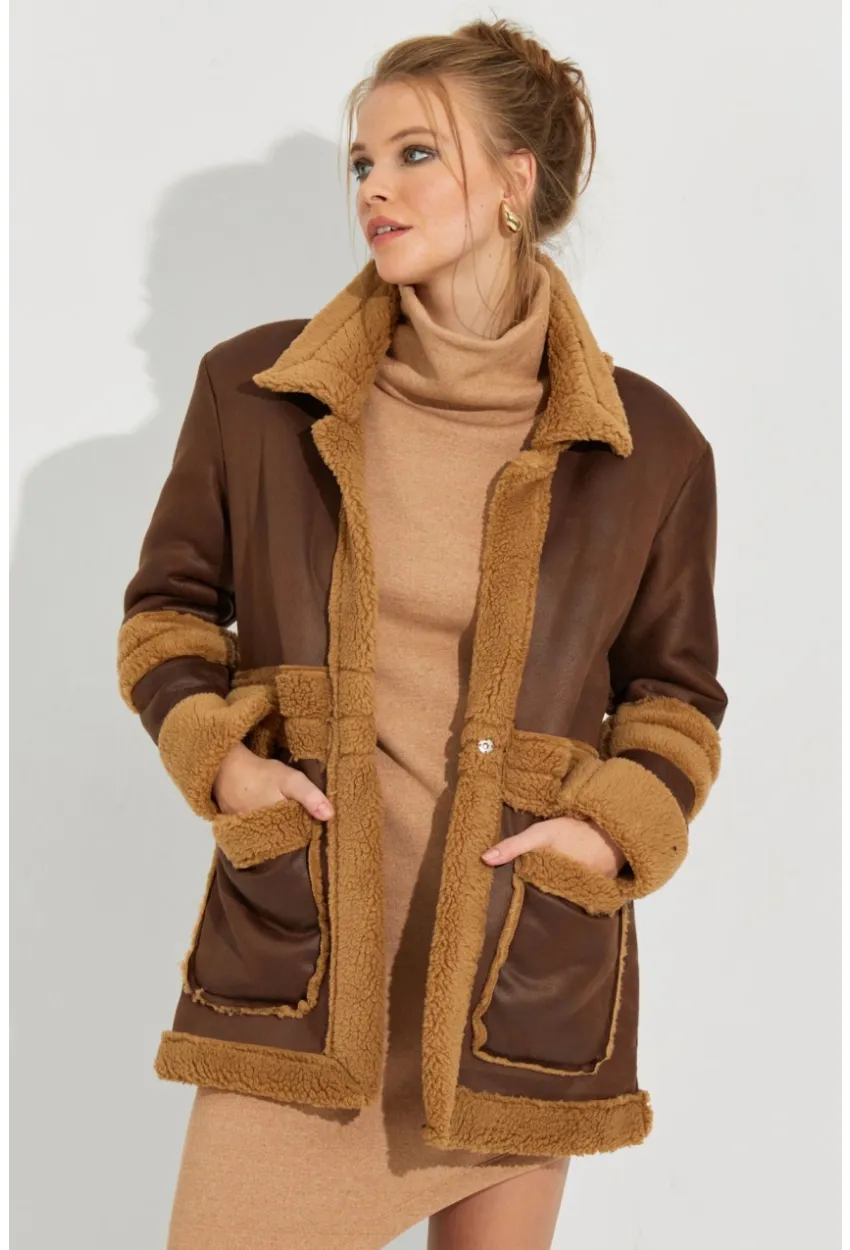 Kadın Kahverengi Nubuk Mont QRS8381