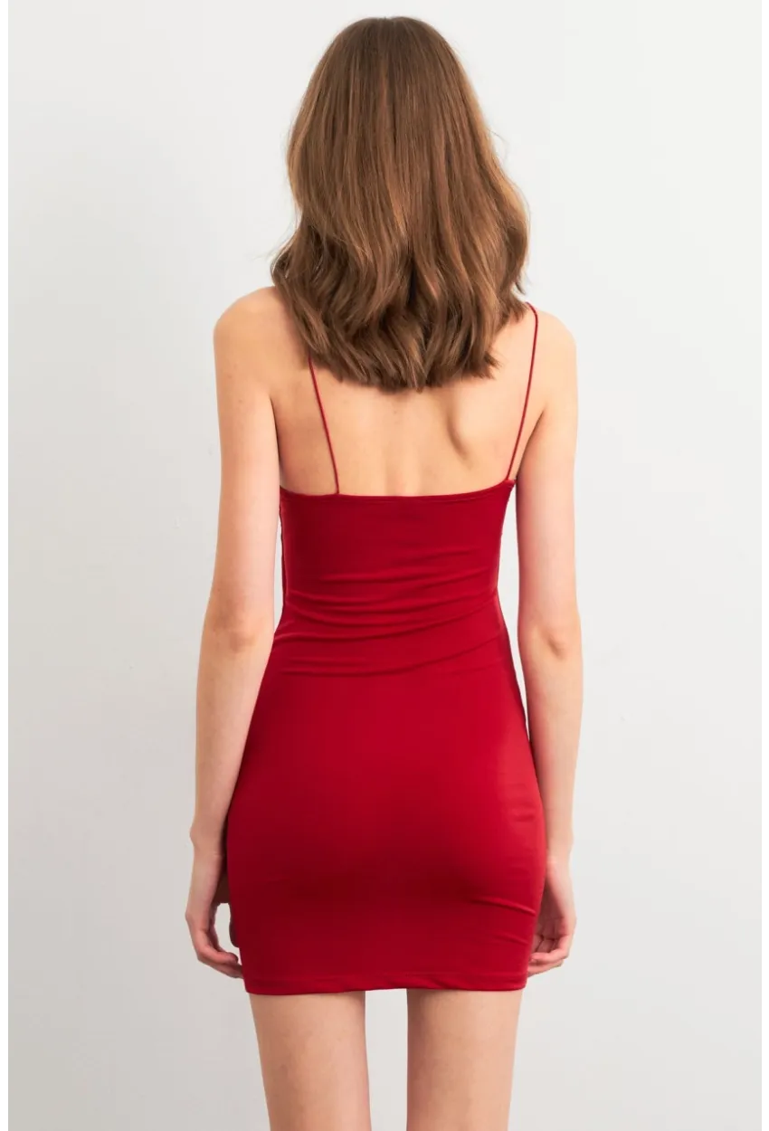 Kadın Kırmızı Desenli Maxi Elbise MEN2059