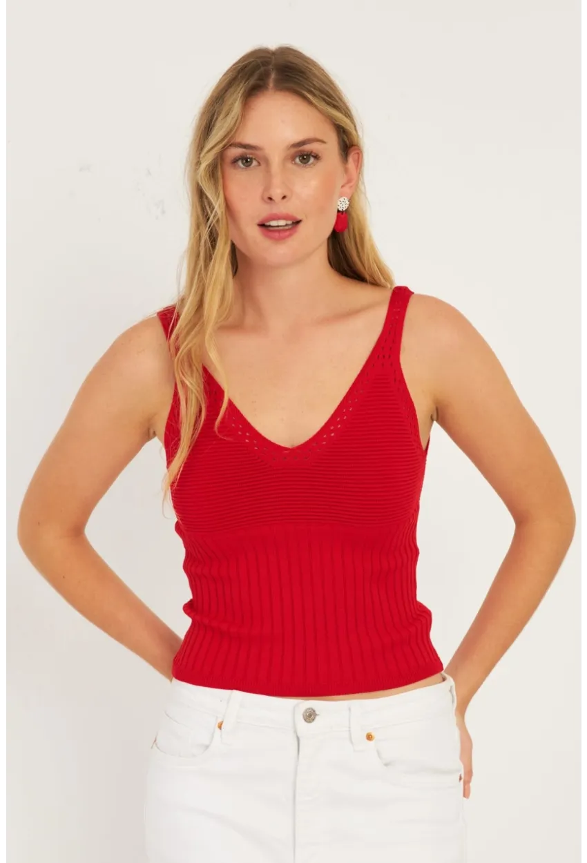 Kadın Kırmızı Triko Bluz SMT225