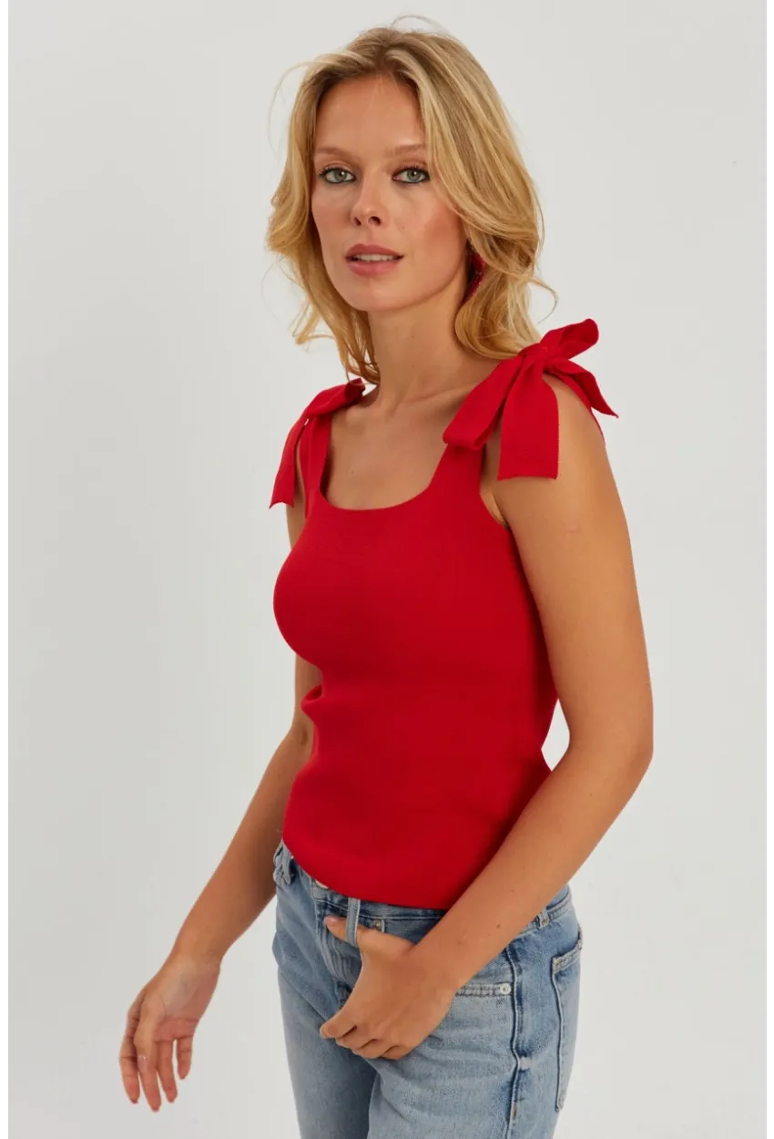 Kadın Kırmızı Triko Bluz YV236