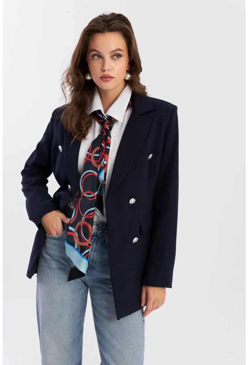 Kadın Lacivert Alt Üst Astarlı Ceket MUF201