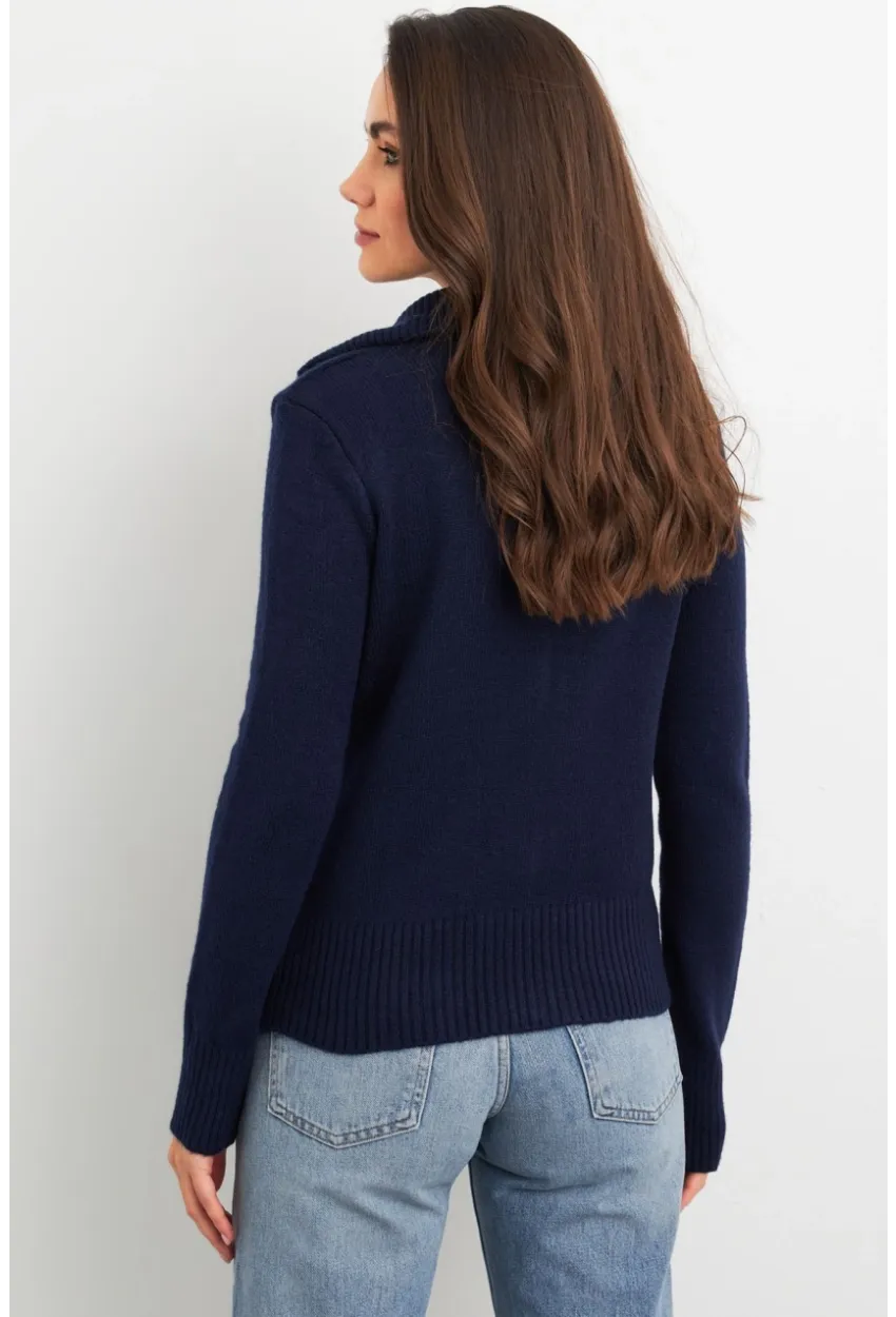 Kadın Lacivert Devrik Yaka Hırka TEM102