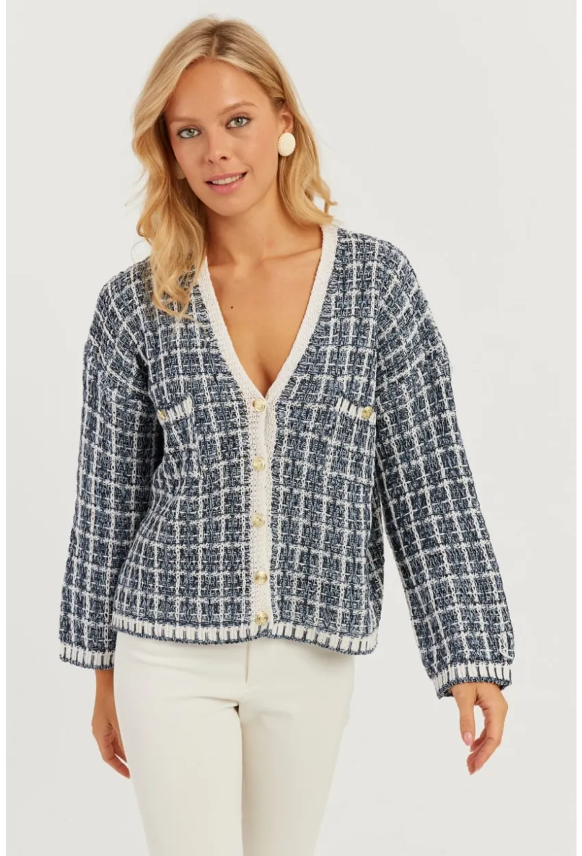 Kadın Lacivert Düğme Detaylı Hırka MİW4461