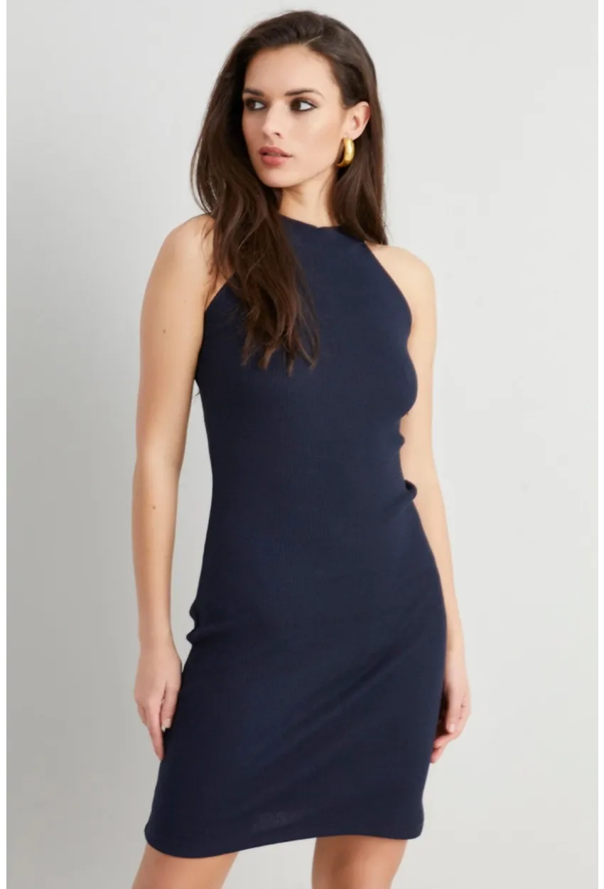 Kadın Lacivert Kaşkorse Kolsuz Elbise Yİ1567