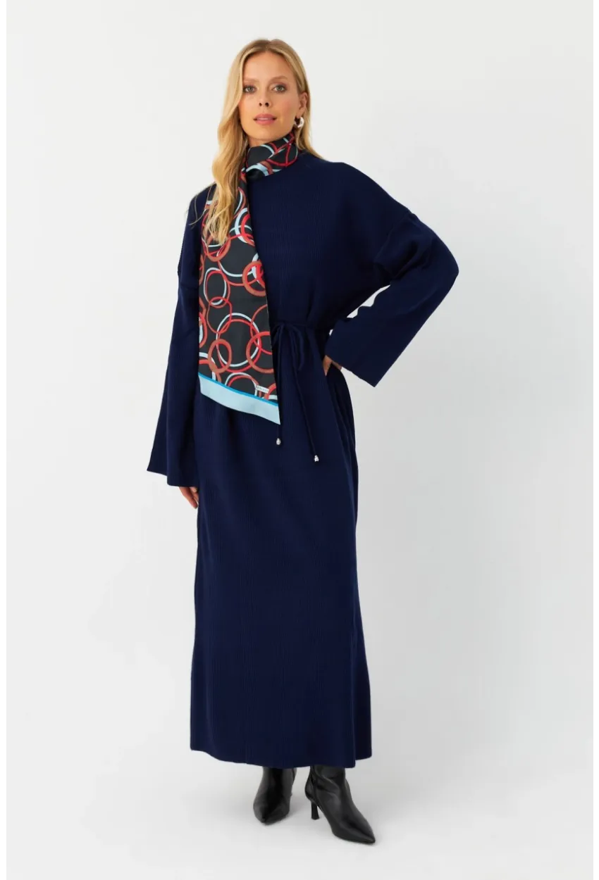 Kadın Lacivert Triko Maxi Elbise MTC3367