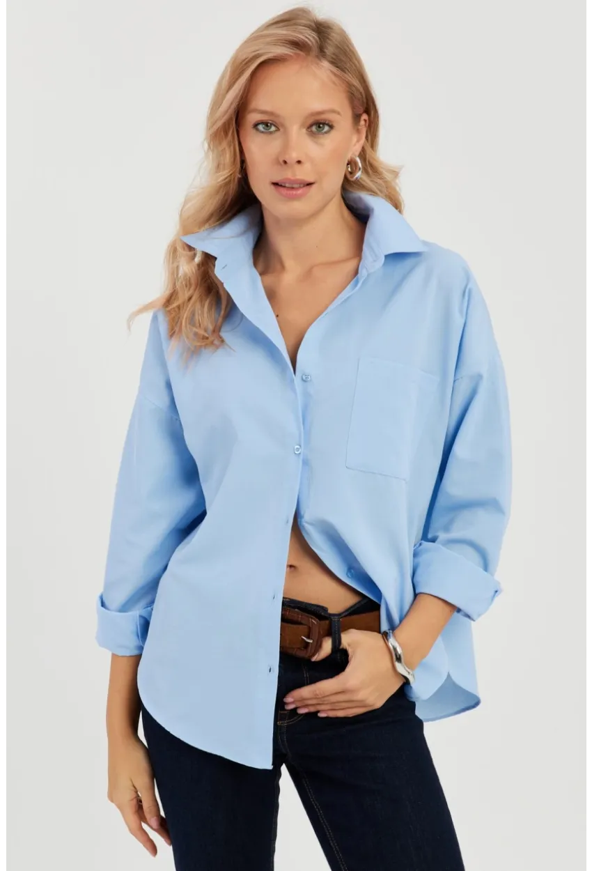 Kadın Mavi Basic Gömlek ZER403