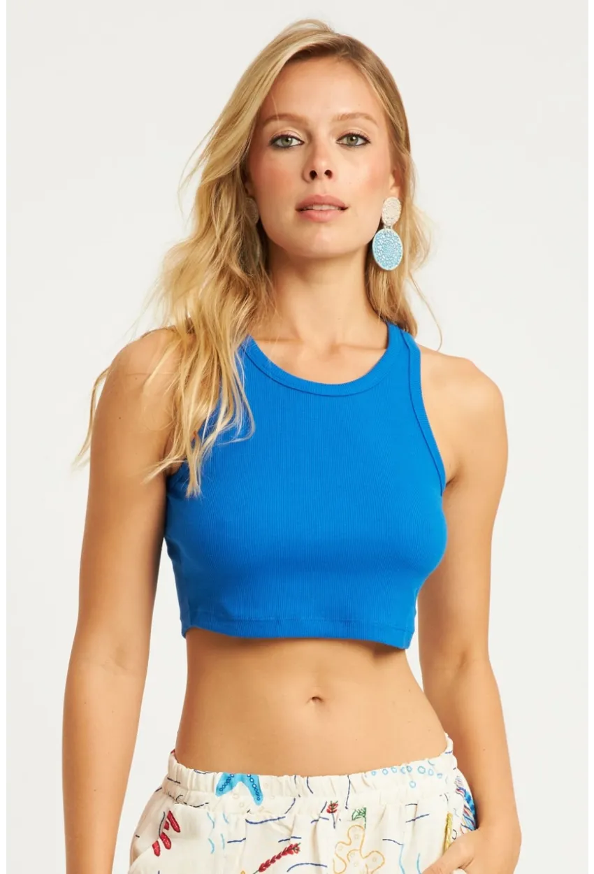 Kadın Mavi Crop Bluz YLE610