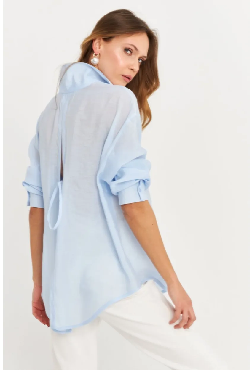 Kadın Mavi Sırtı Açık Gömlek MOD2369