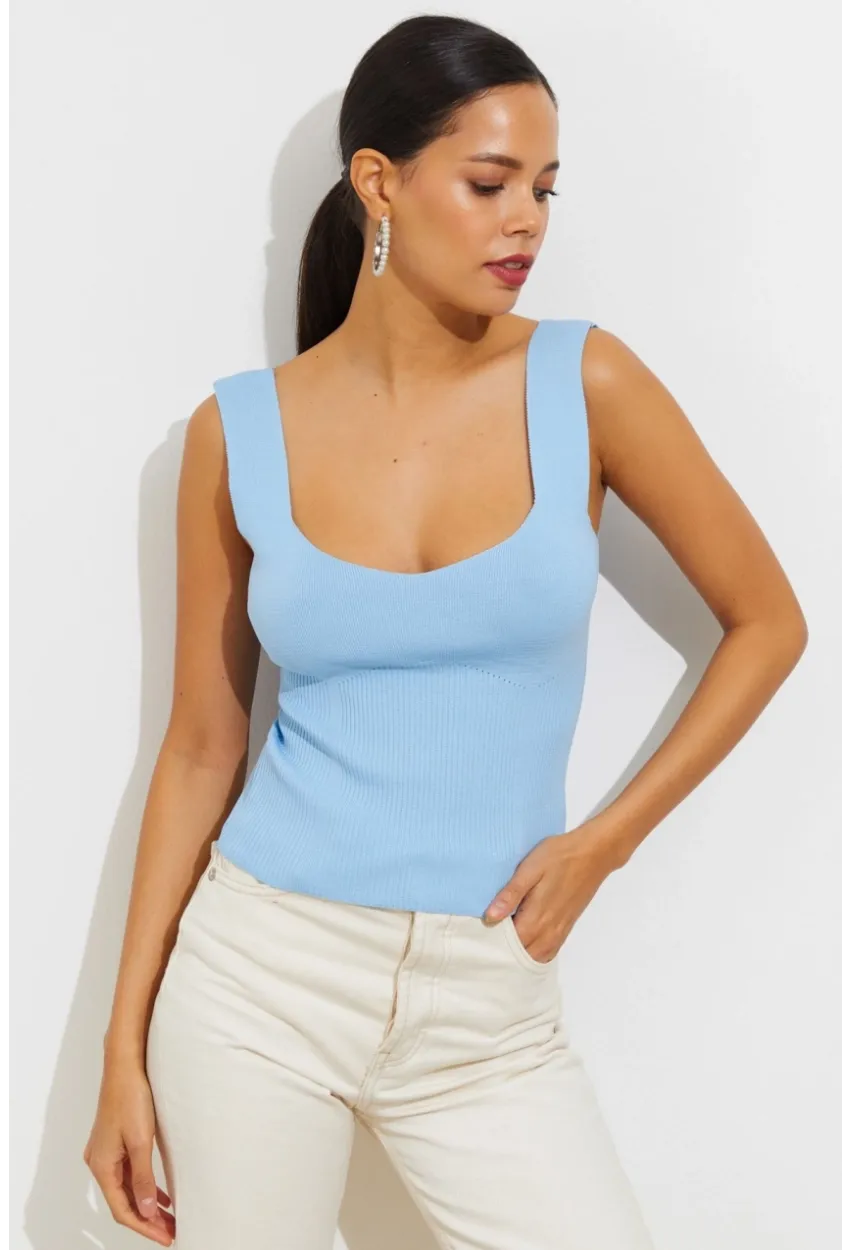 Kadın Mavi Triko Atlet YV117