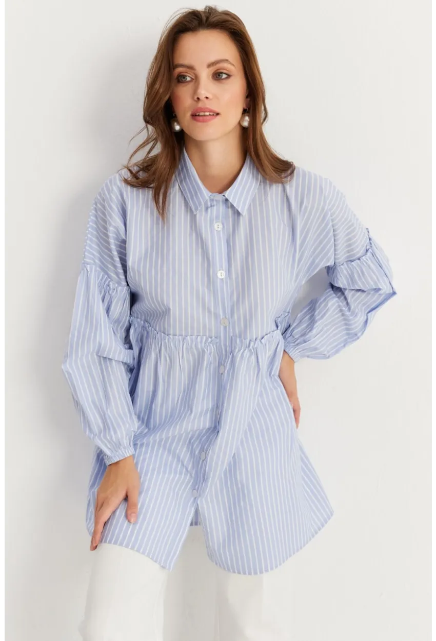 Kadın Mavi Tunik Gömlek MASF12