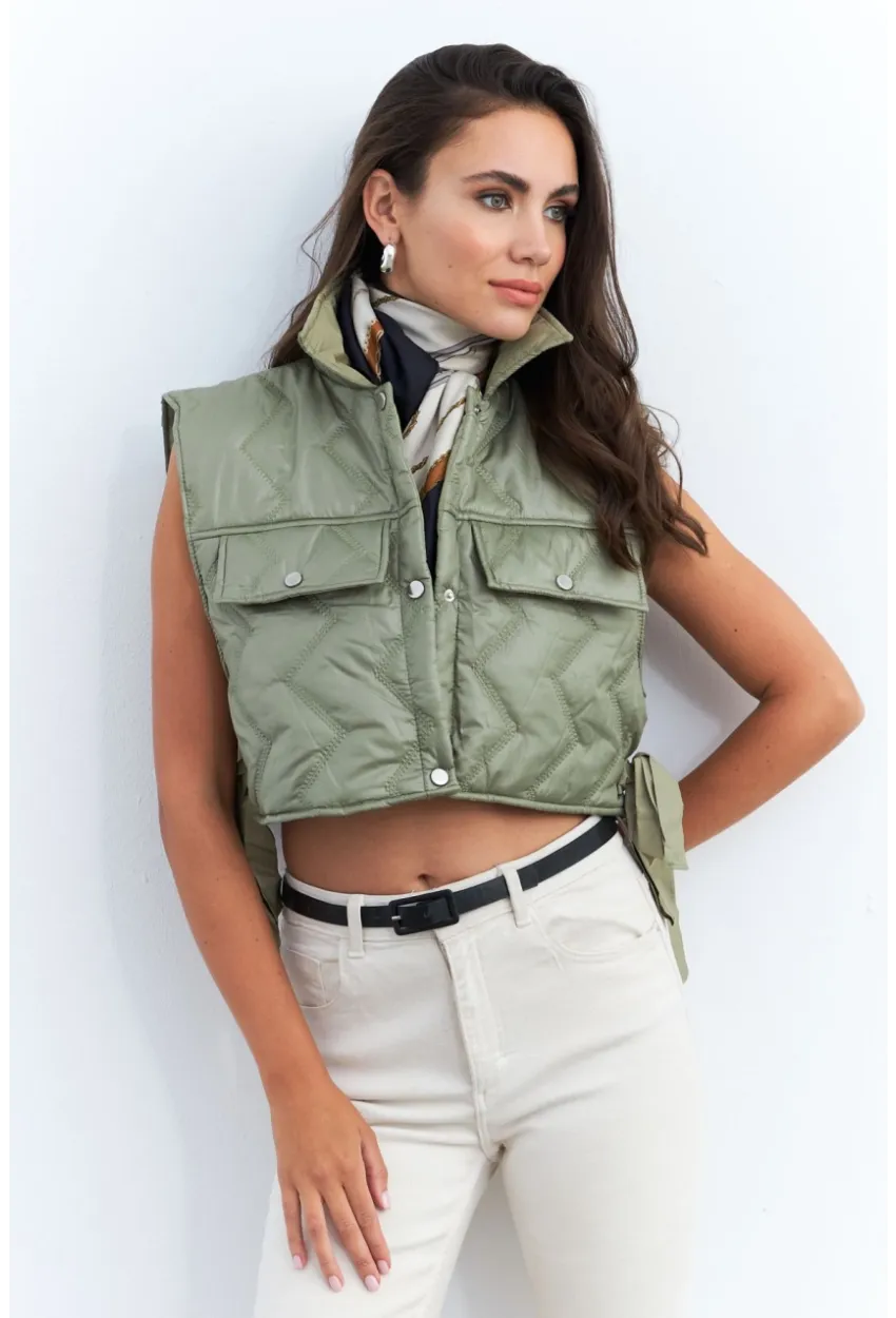 Kadın Mint Crop Yelek İS808