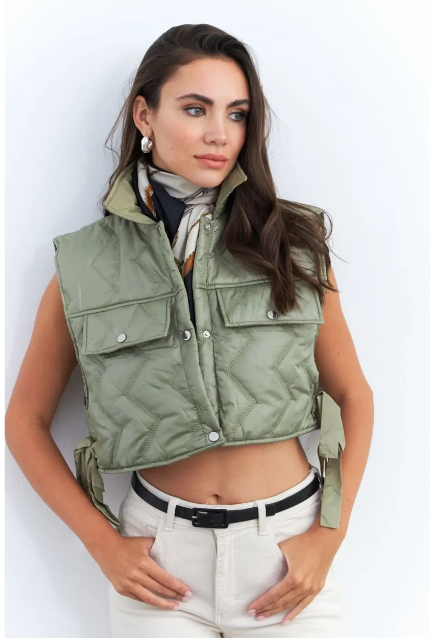 Kadın Mint Crop Yelek İS808