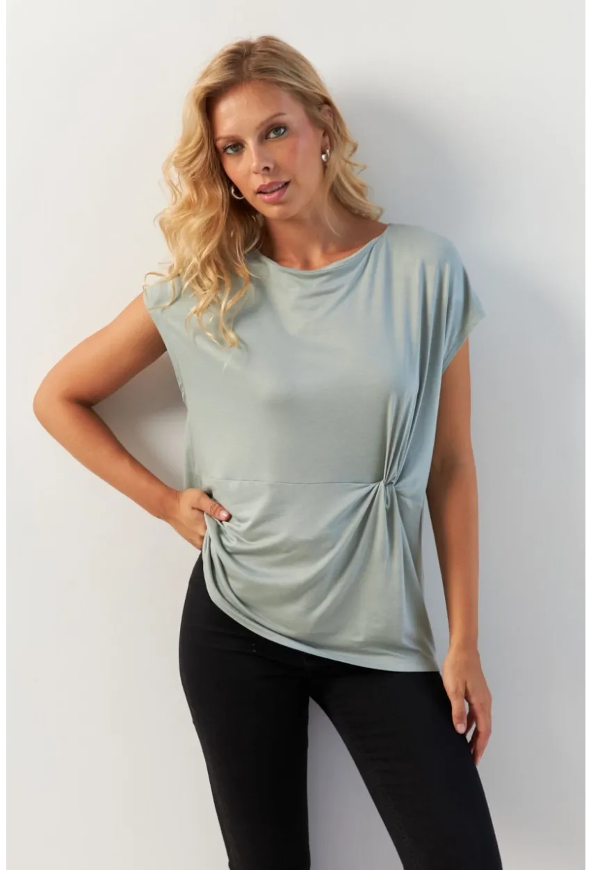 Kadın Mint Önü Düğümlü Bluz AYD348