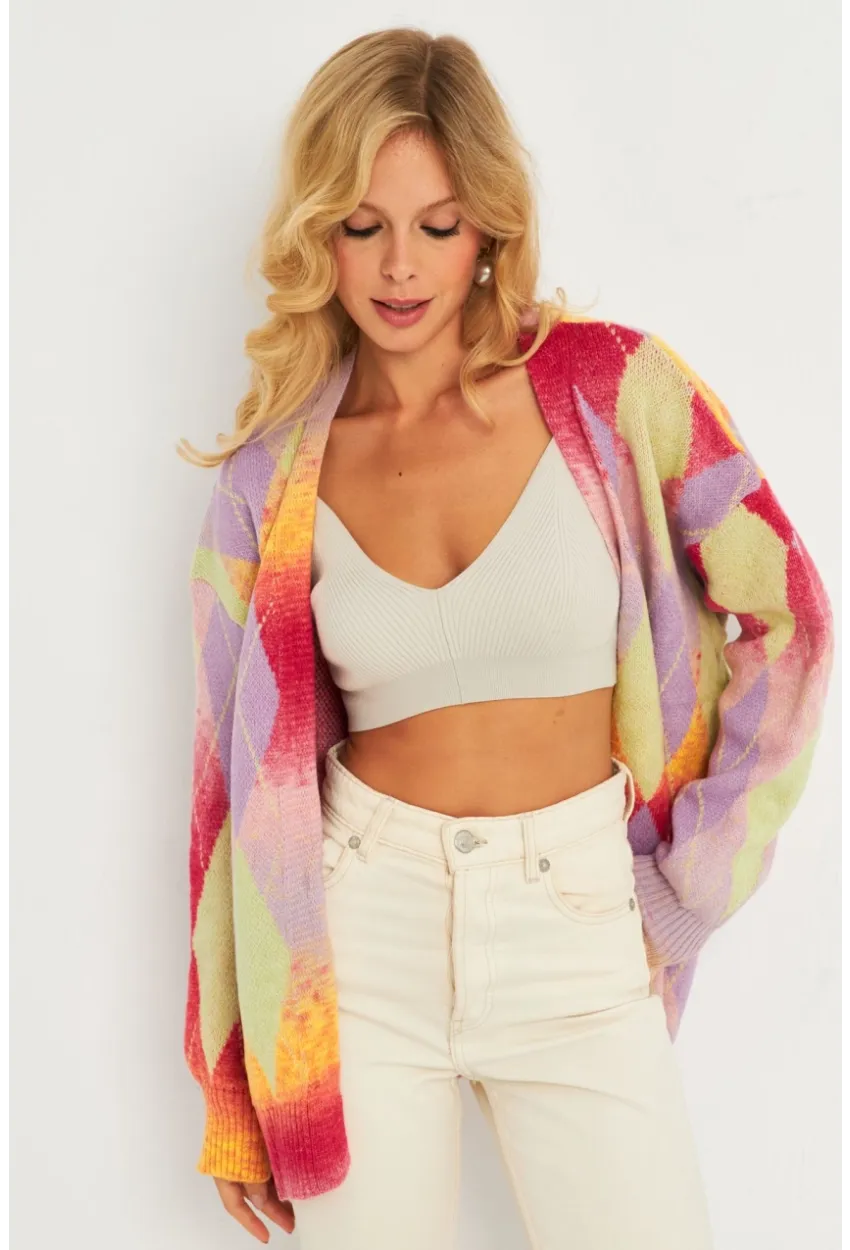 Kadın Multi Baklava Desenli Hırka KAZ23