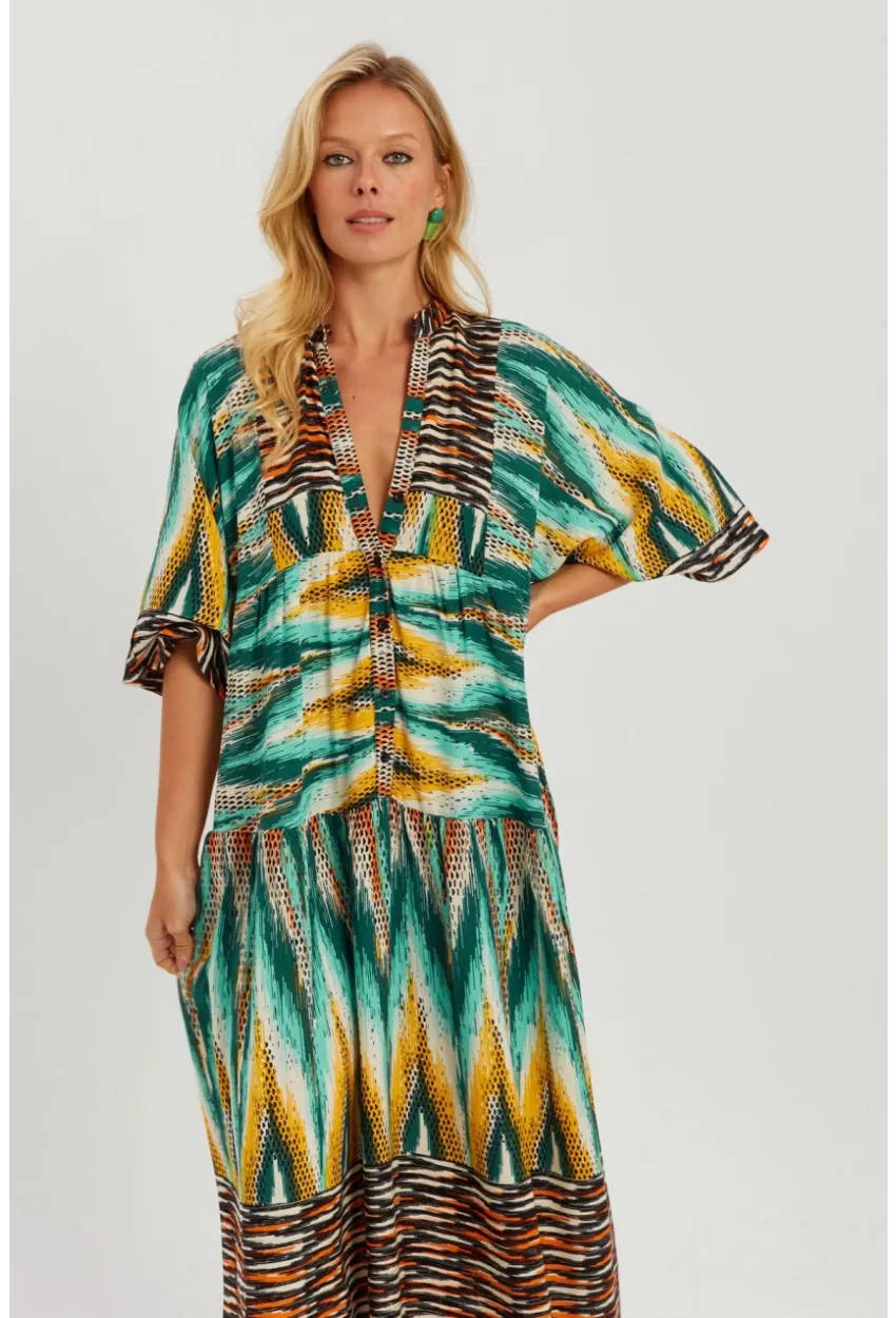 Kadın Multi Desenli Salaş Maxi Elbise GÇ166