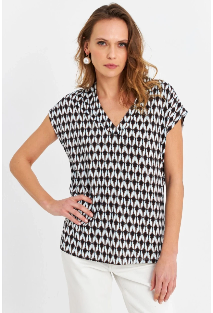 Kadın Multi V Yaka Salaş Bluz MLPP643