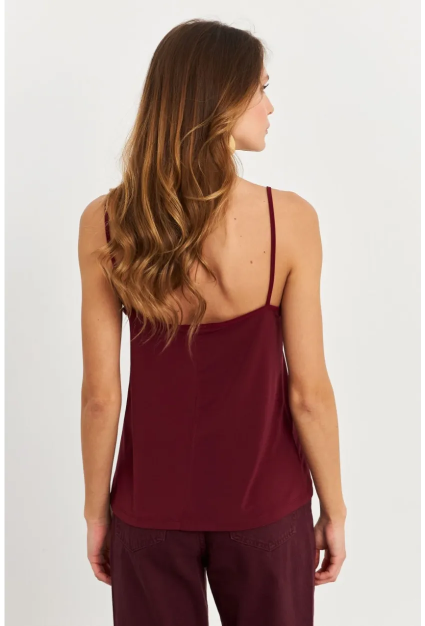 Kadın Mürdüm Degaje Yaka Bluz LPP1286