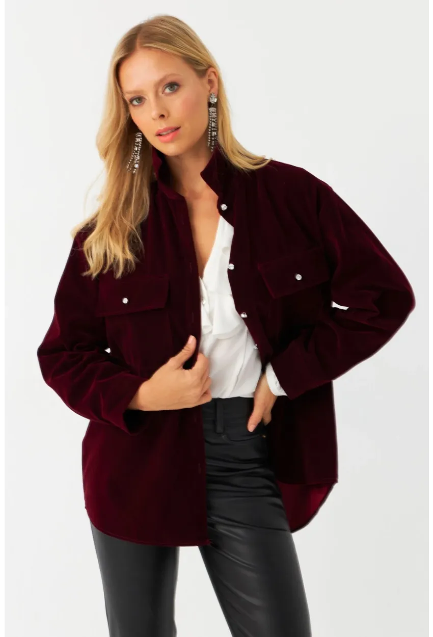 Kadın Mürdüm Süet Gömlek CAR1074