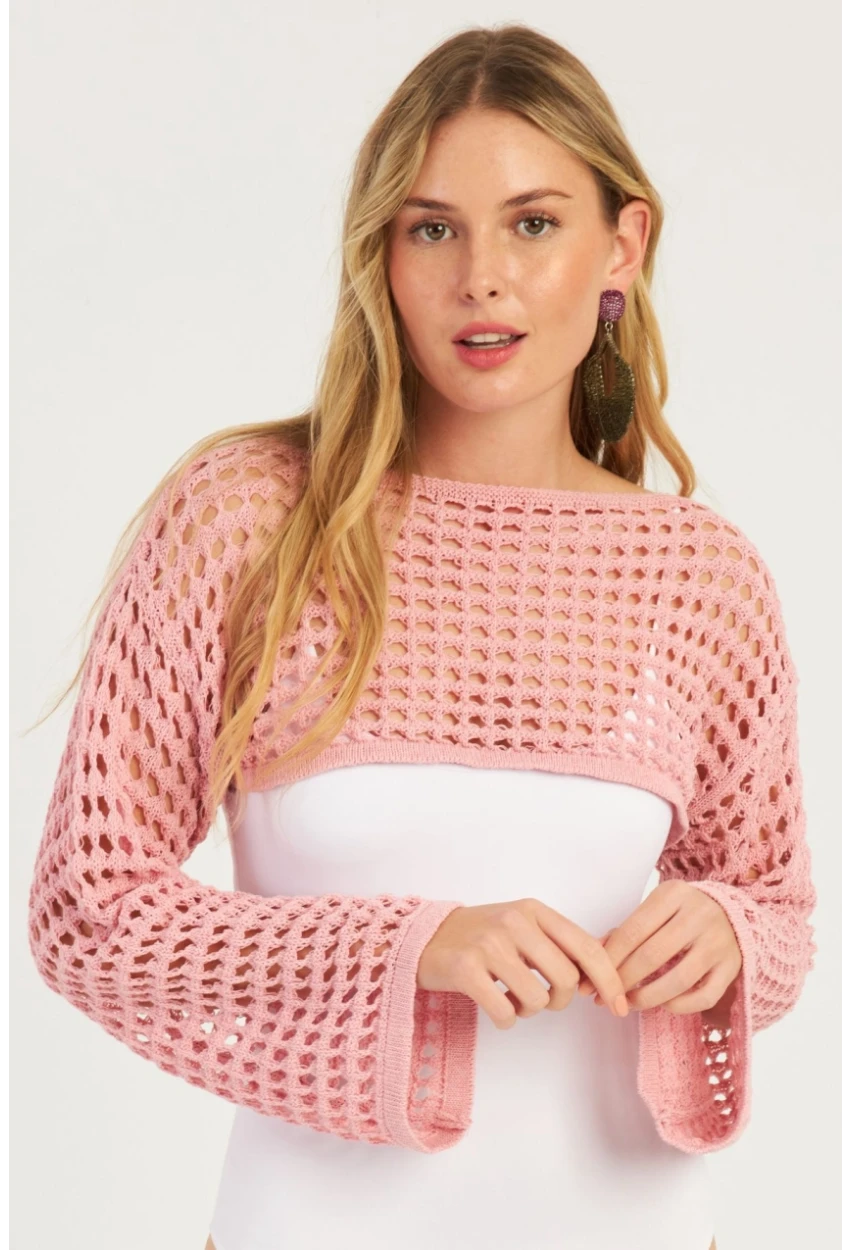 Kadın Pembe Ajurlu Bolero YV115