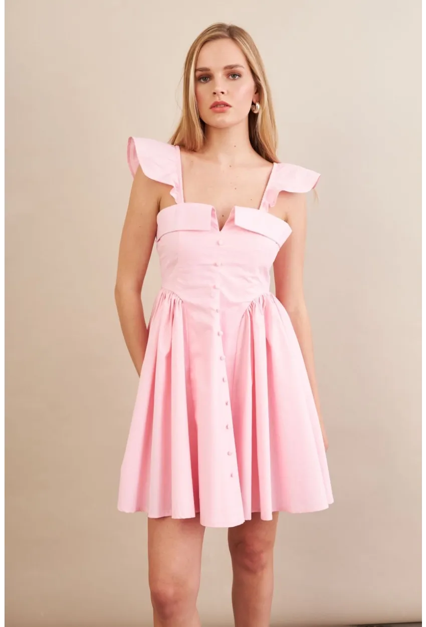 Kadın Pembe Midi Dokuma Elbise PSG1010