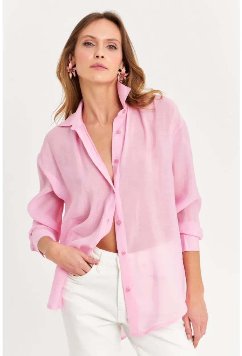 Kadın Pembe Sırtı Açık Gömlek MOD2369-90