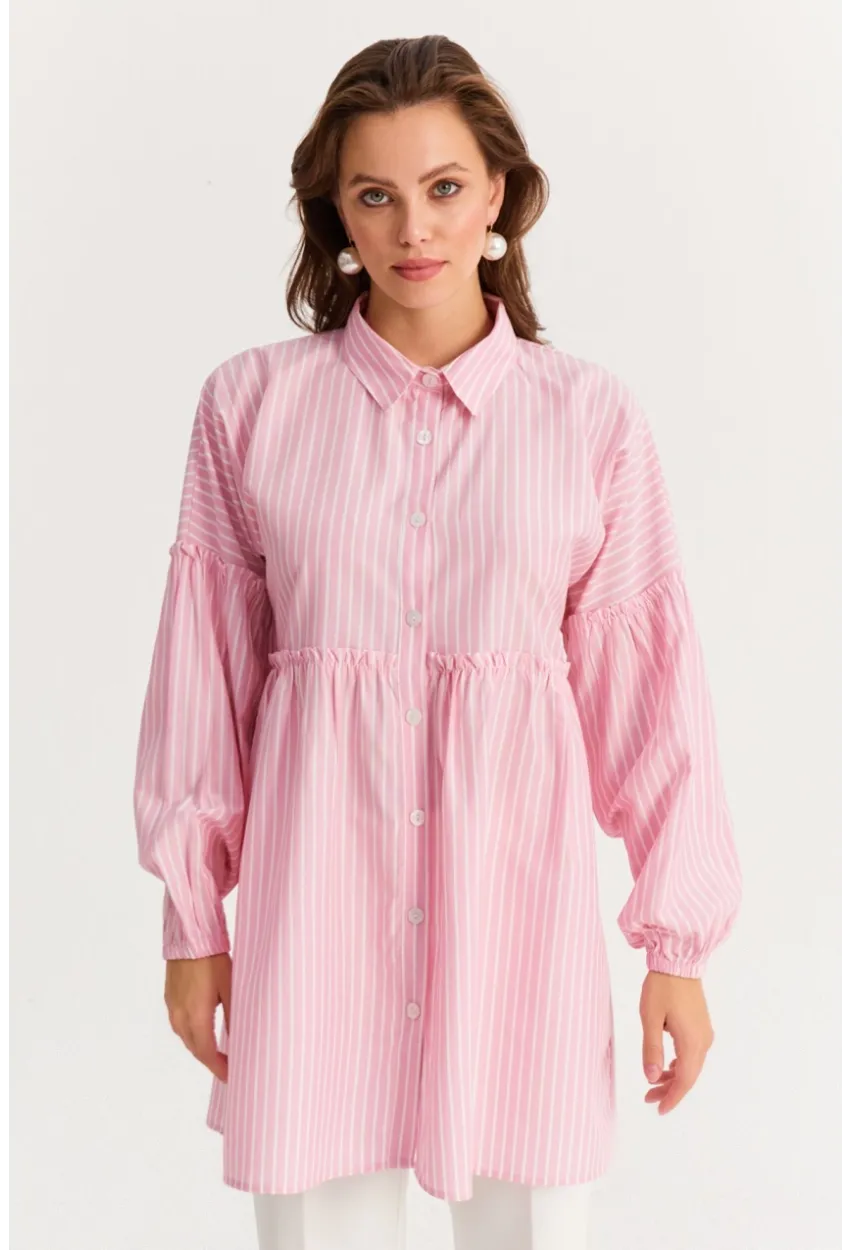 Kadın Pembe Tunik Gömlek MASF12