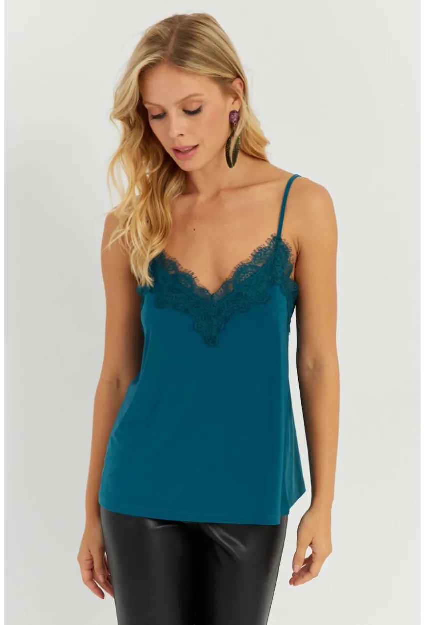 Kadın Petrol Dantel Detaylı Atlet AYD265