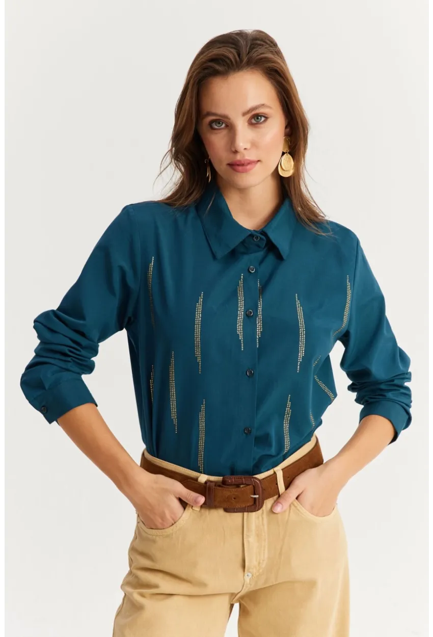 Kadın Petrol Taşlı Gömlek ZER412