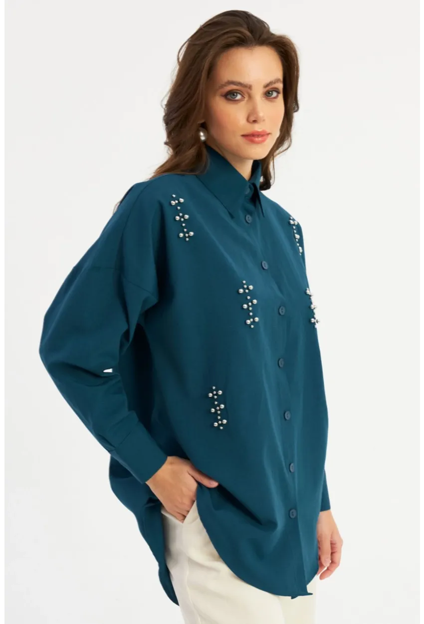 Kadın Petrol Zımbalı Gömlek MASF1