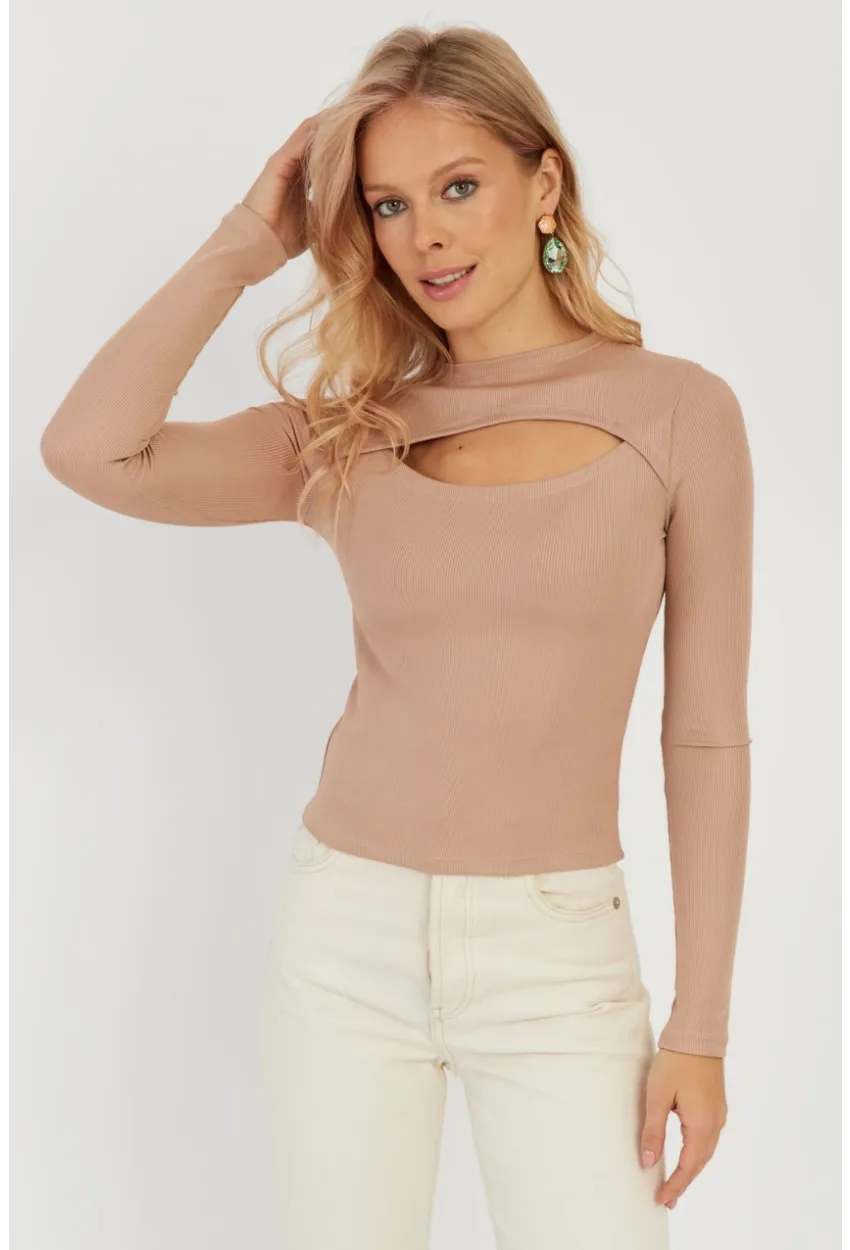 Kadın Pudra Pencereli Bluz LPP1256