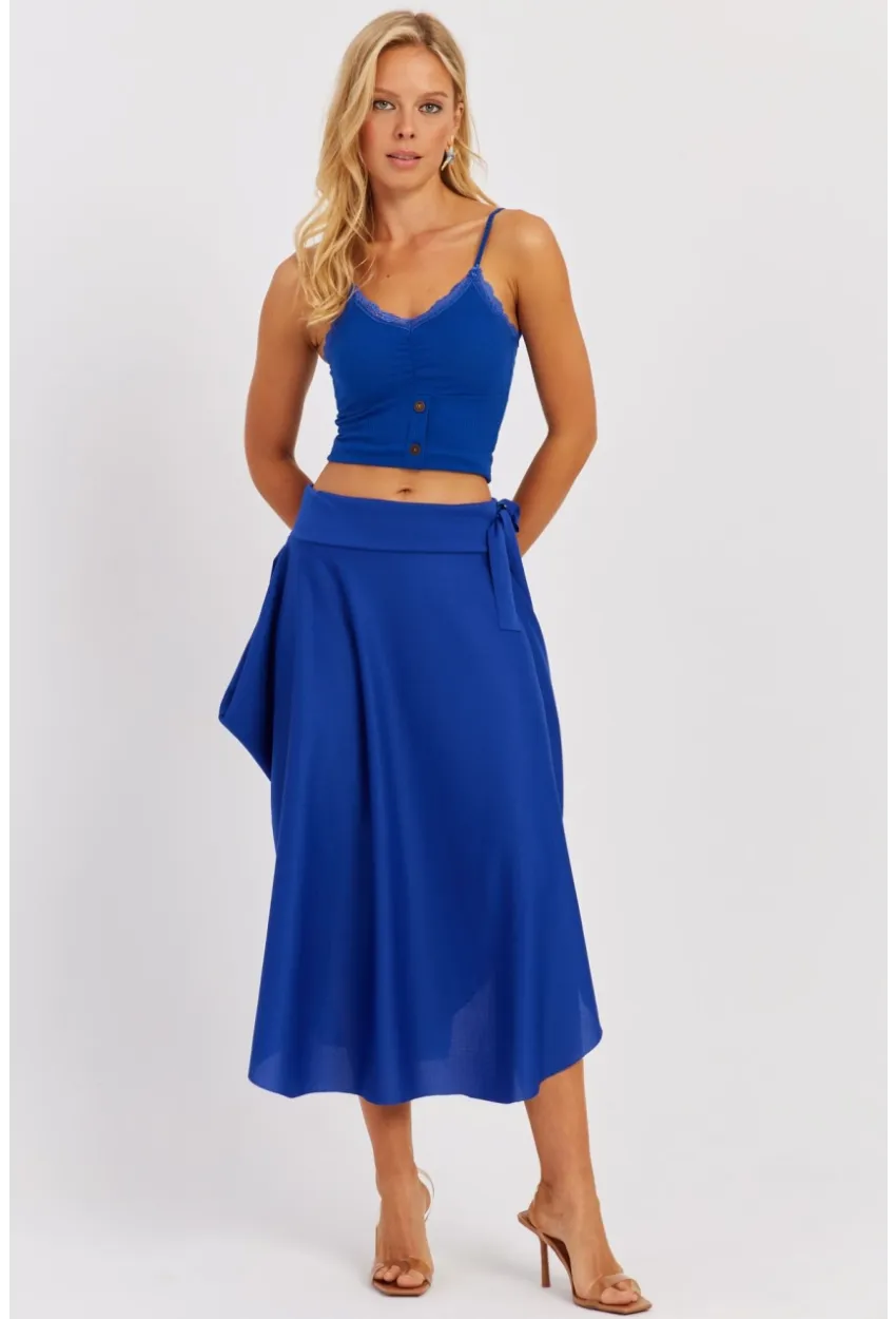 Kadın Saks Asimetrik Etek LV176