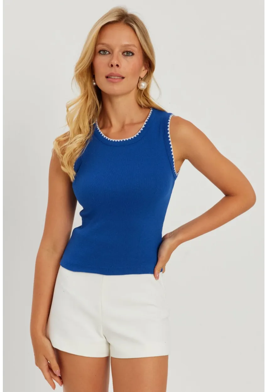 Kadın Saks Biyeli Kaşkorse Bluz AYD318