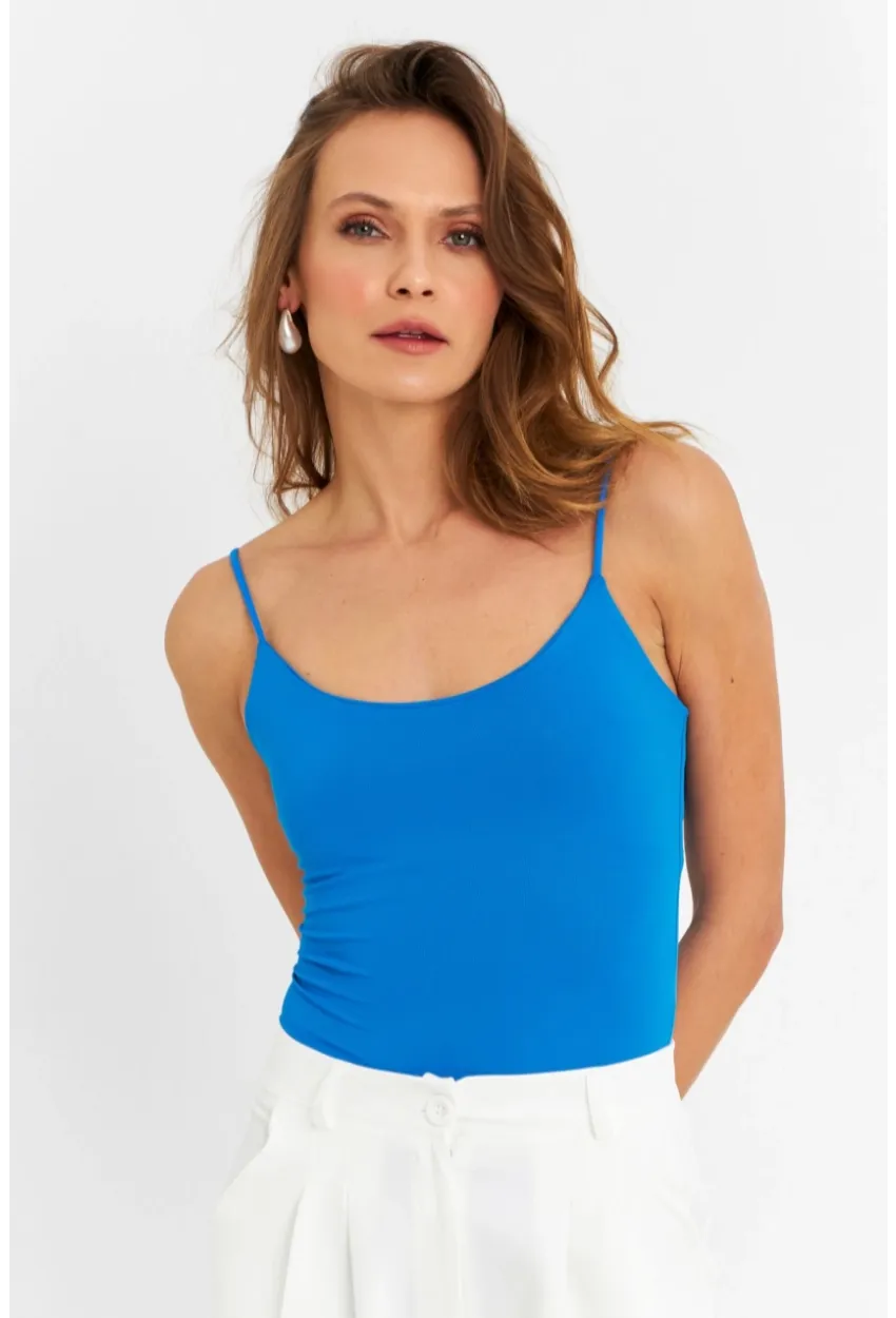 Kadın Saks Çıtçıtlı Body ZH129