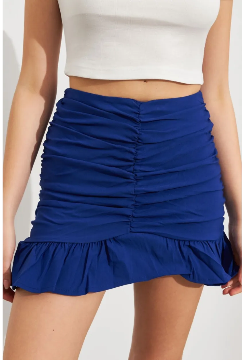 Kadın Saks Drapeli Etek ROP109