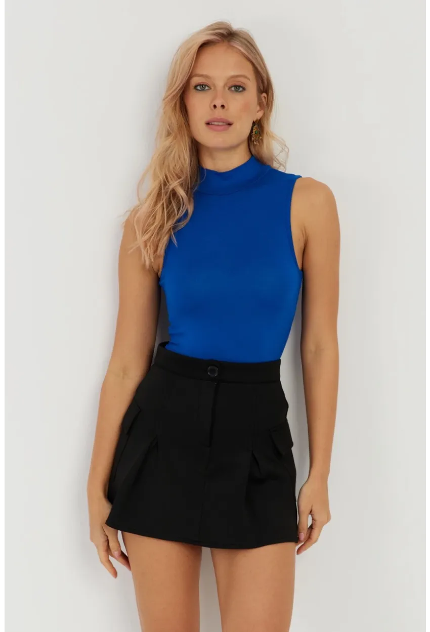 Kadın Saks Kolsuz Bluz LPP1260