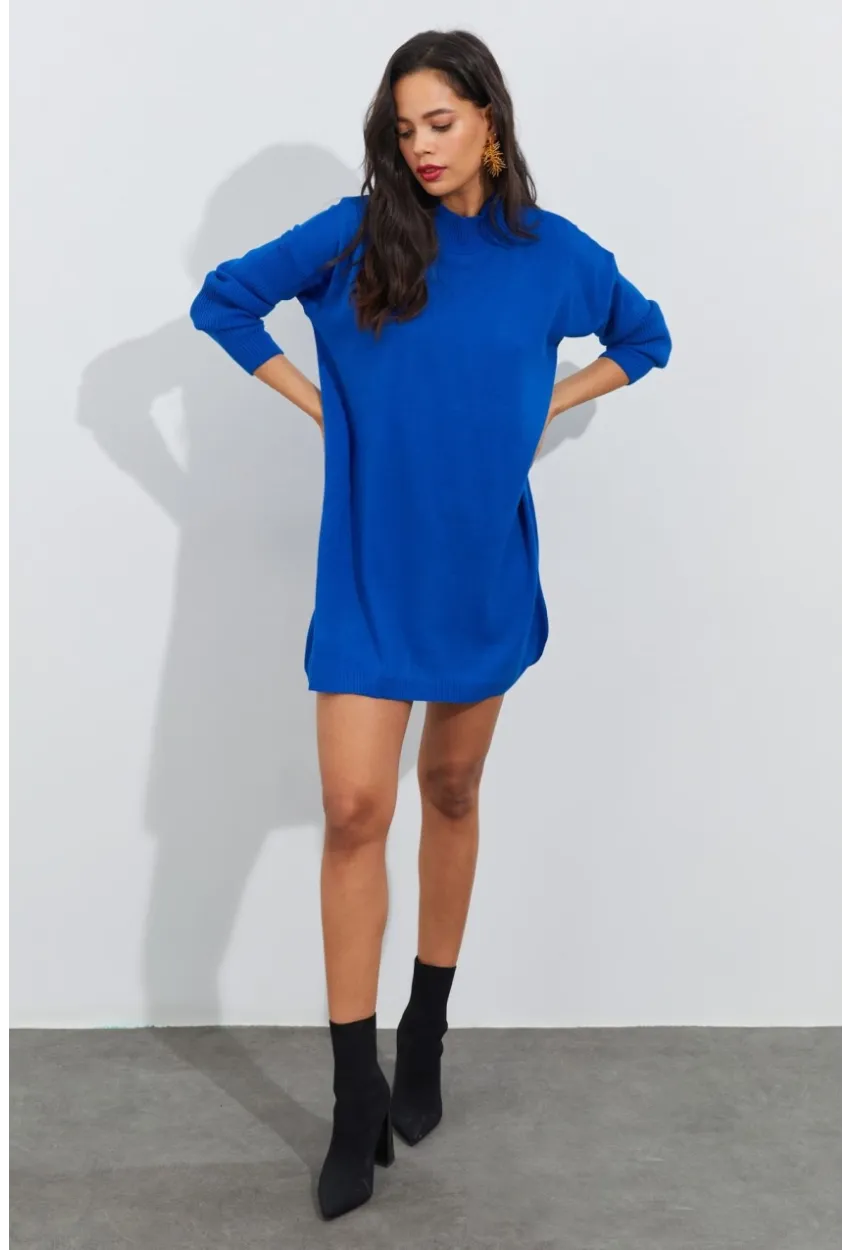 Kadın Saks Triko Tunik YV110