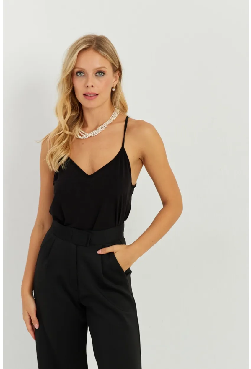 Kadın Siyah Askılı Bluz AYD269