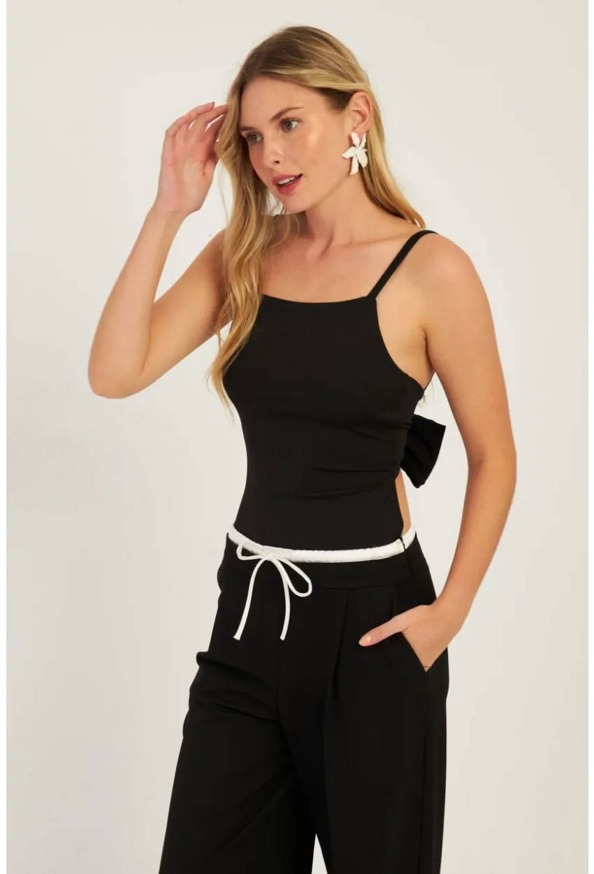 Kadın Siyah Bağlamalı Bluz EY2766